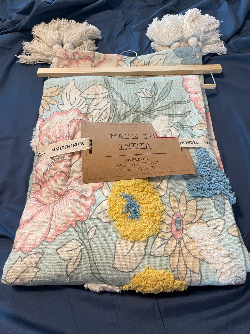 Floral Oversized Decorative Throw - Pastel Blue, Pink & Yellow
